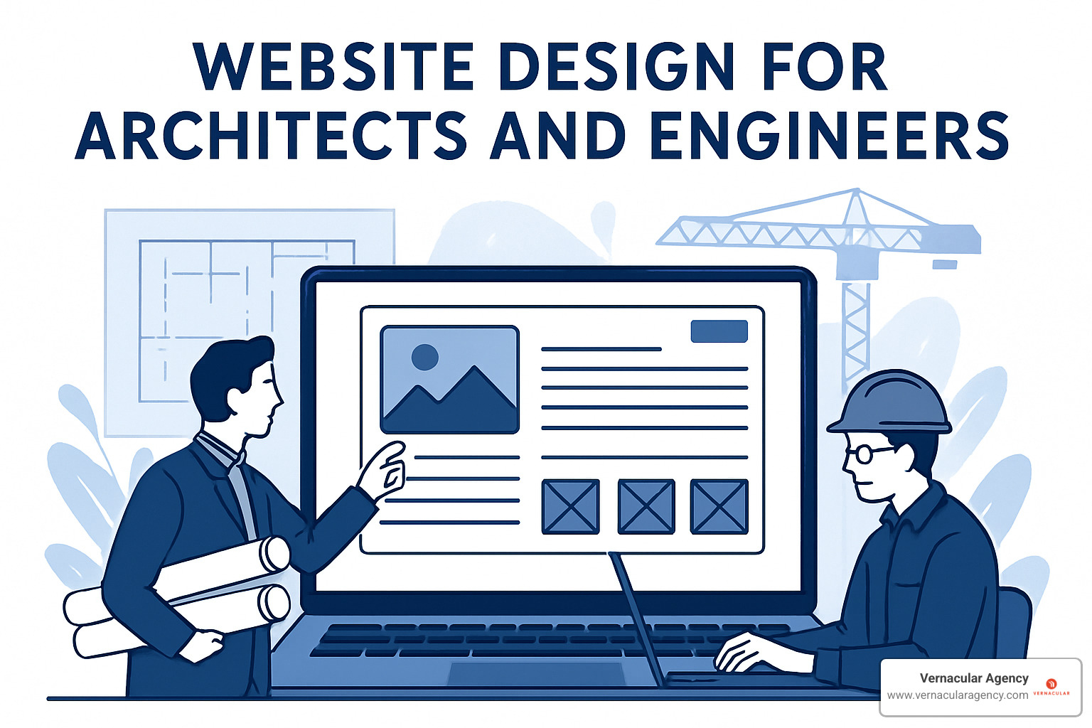 Comparison showing frustrated user on poorly designed site versus delighted user on well-designed architecture website - website design for architects and engineers