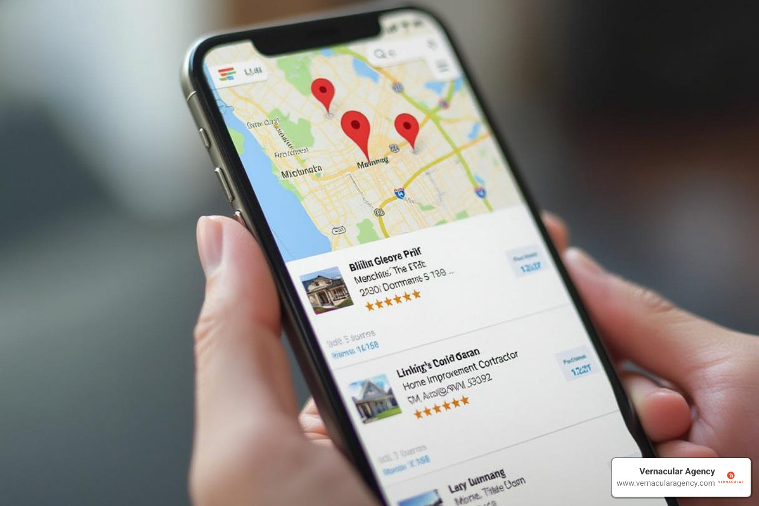 Google Maps search result showing a contractor's business in the local 3-pack - home improvement SEO