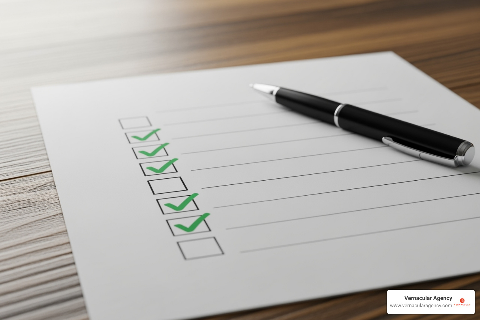 checklist with items like 'Mobile Friendly' and 'Fast Loading' ticked off - great architecture websites