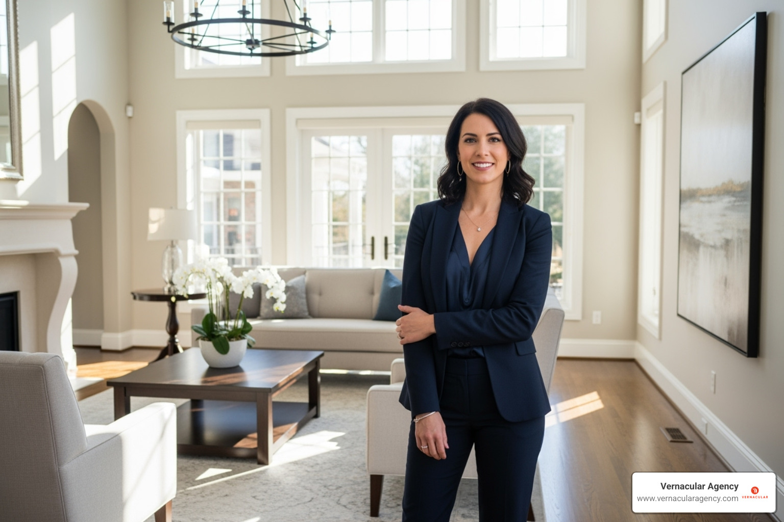 real estate agent looking polished and professional in a luxury setting - luxury real estate marketing
