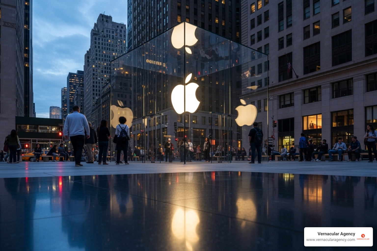 iconic Apple Cube store in New York City - advertising architecture