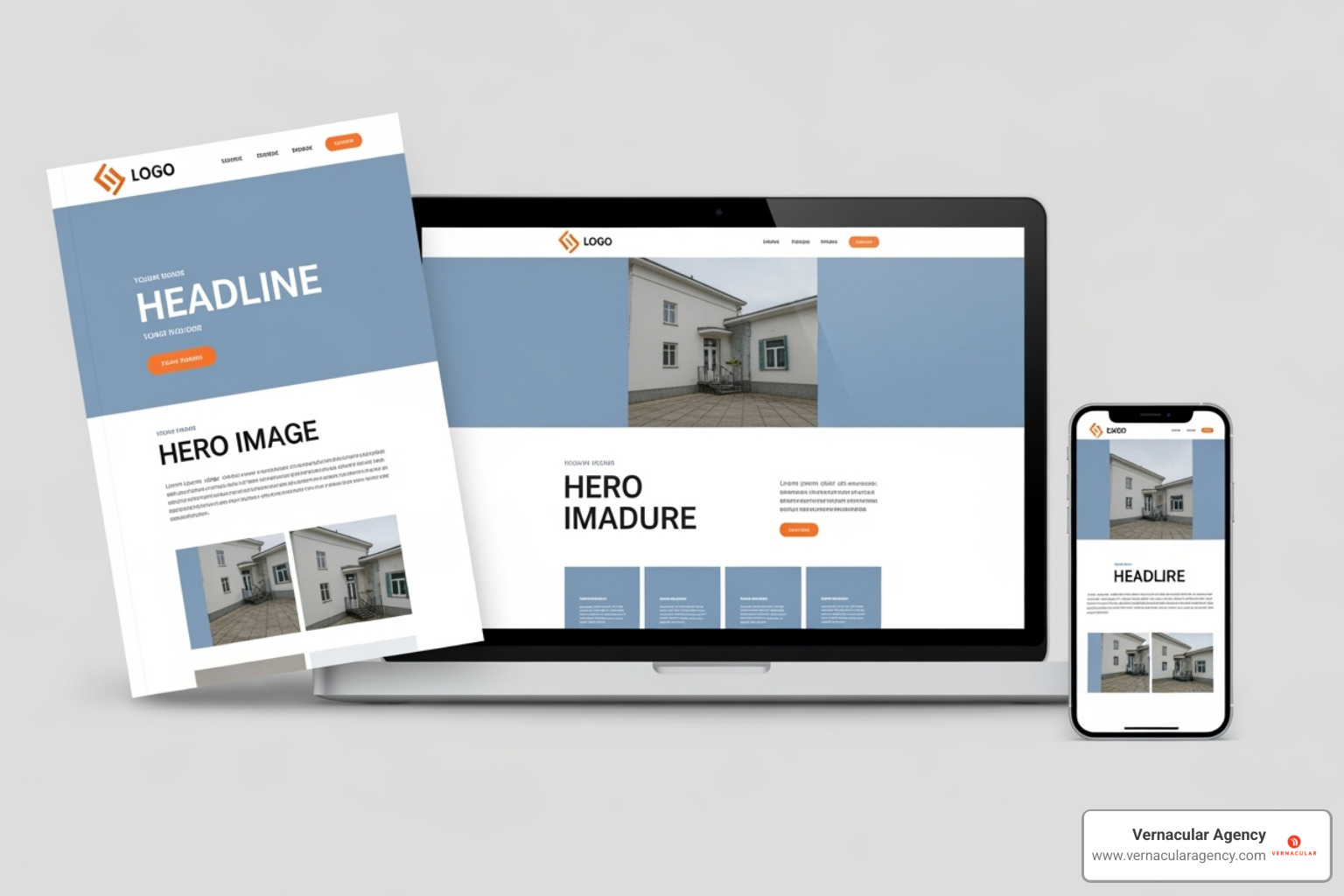 A cohesive brand identity across a website, brochure, and social media profile - logo design for architects