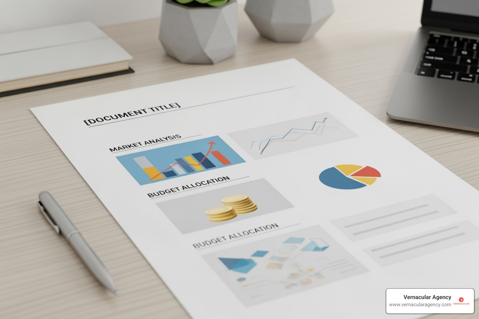 document template with sections like "Market Analysis" and "Budget" - architecture marketing plan template