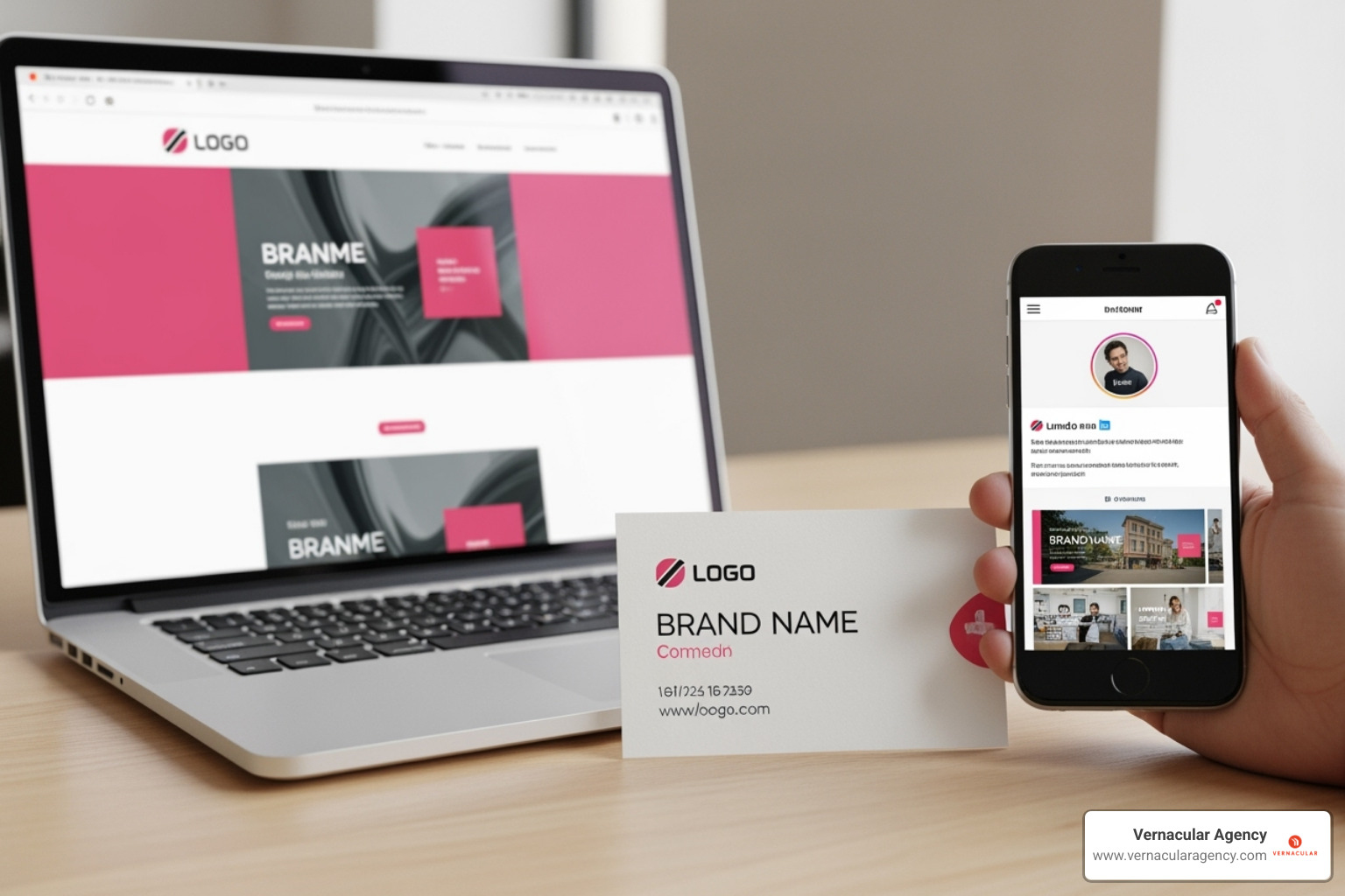 a cohesive brand identity across a website, business card, and social media profile - architect marketing plan