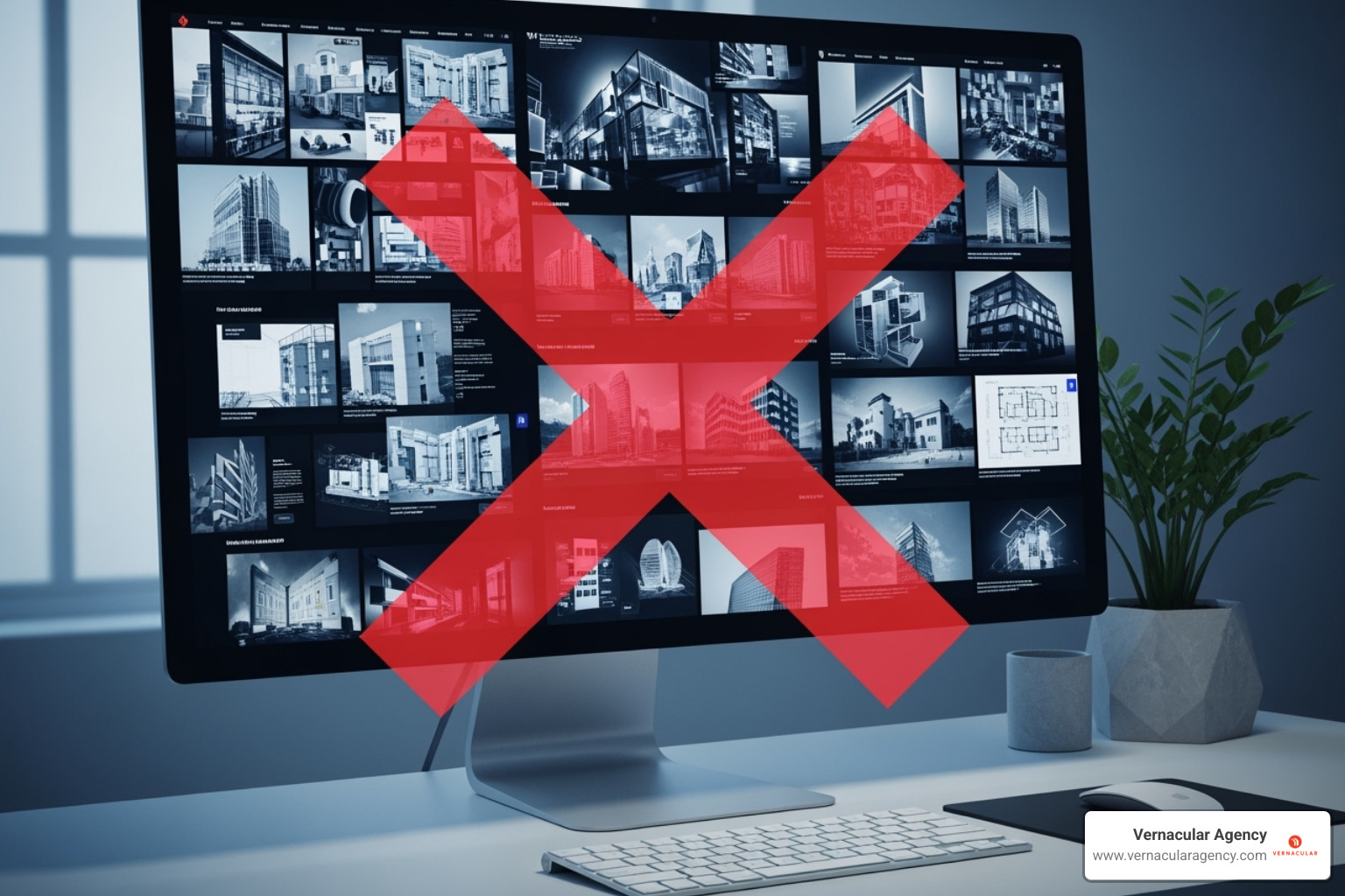 visually stunning but hard-to-steer architecture website with a red "X" over it - seo agency for architects visually stunning but hard-to-steer architecture website with a red "X" over it - seo agency for architects