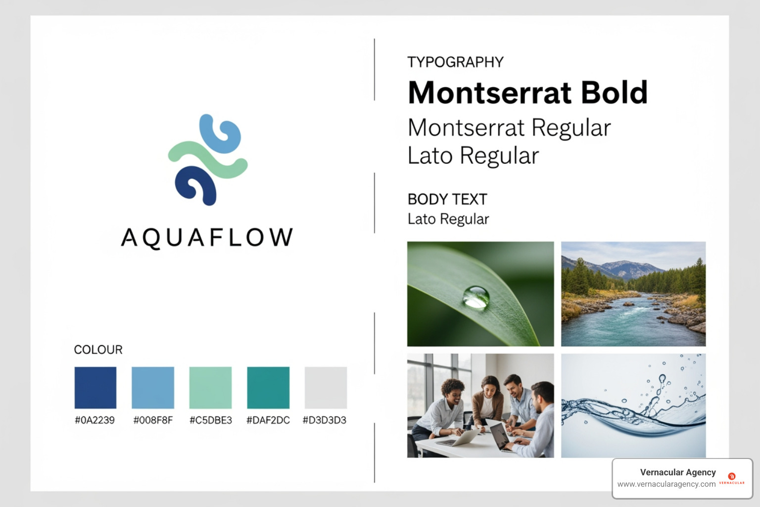 A comprehensive brand style guide layout showing logo usage, color palettes, typography, and imagery guidelines - branding and identity design examples