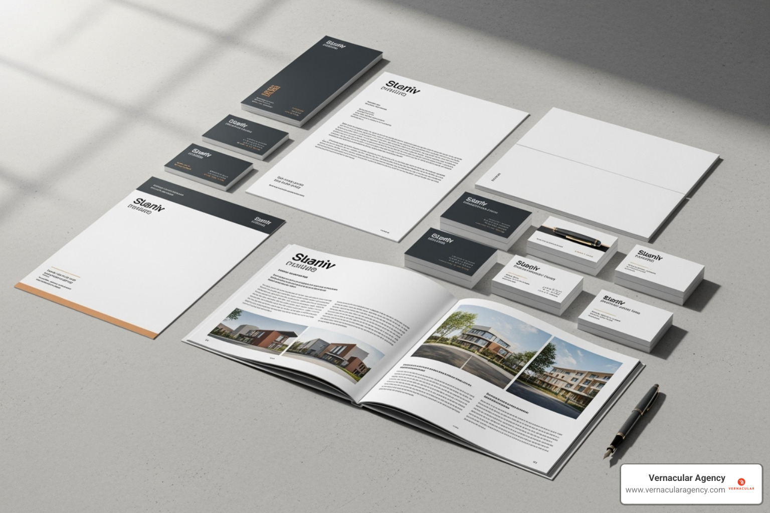 a firm's cohesive branding across different materials - architecture marketing strategy