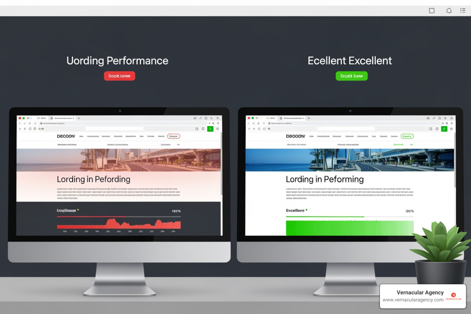 a before-and-after of a website's page speed score from a tool like GTMetrix - SEO for architecture firms
