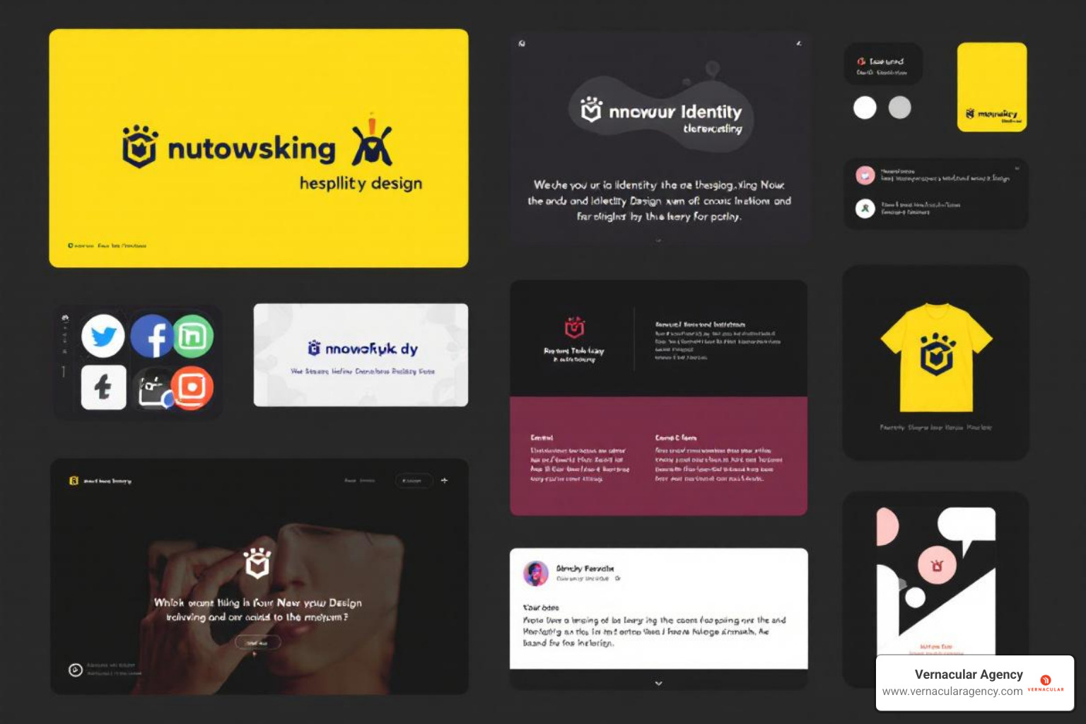Visual elements of brand identity: A logo with a minimalist design, a color palette swatch showing primary and secondary colors, a typography sample displaying serif and sans-serif fonts, and a photo with a consistent filter and composition style arranged neatly on a digital canvas - brand and identity design