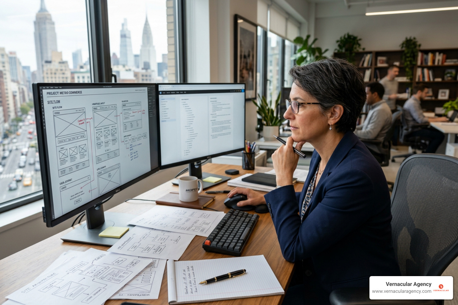 A professional website design architect analyzing site structure and wireframes - website design architect A professional website design architect analyzing site structure and wireframes - website design architect