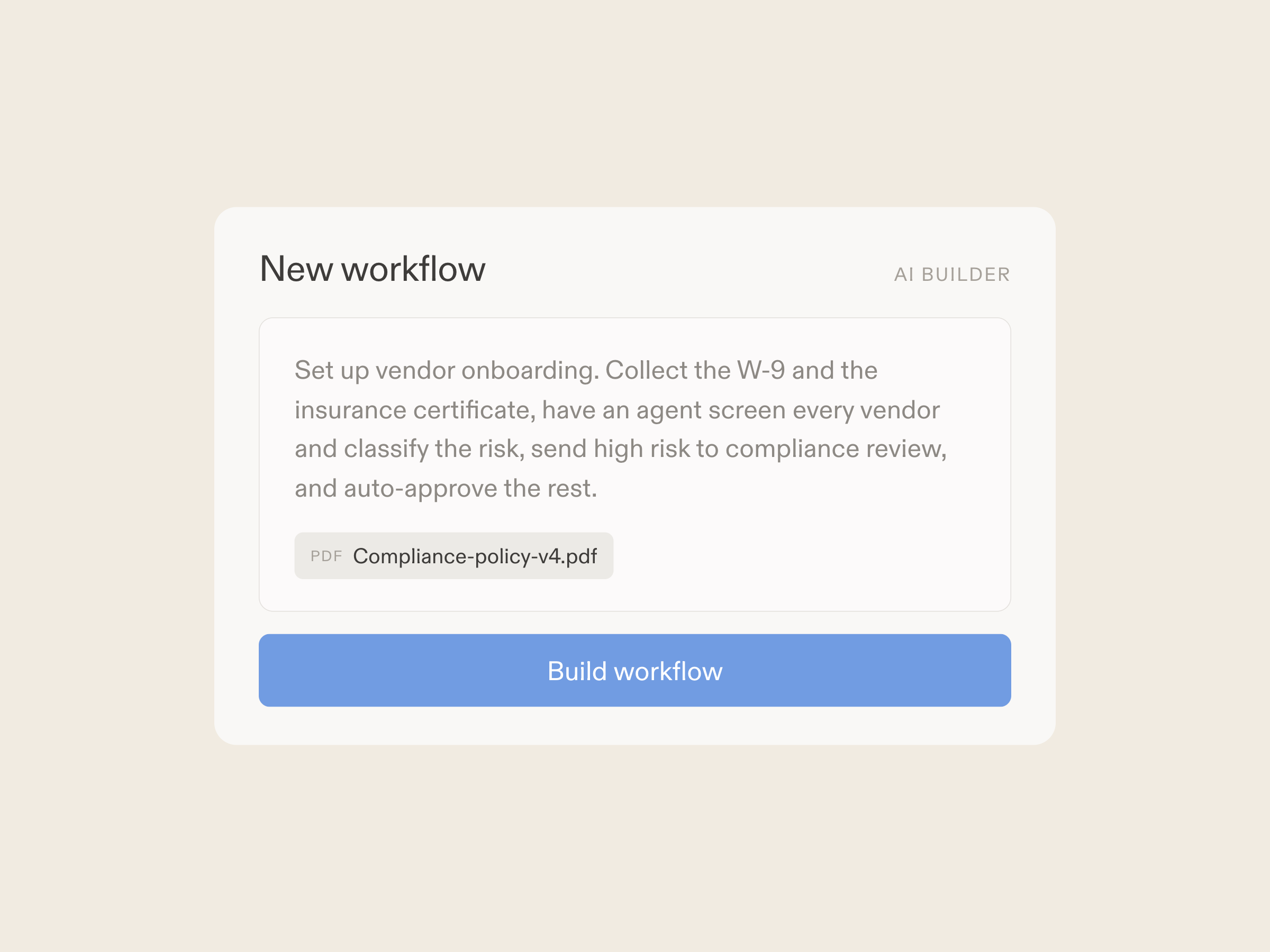 An AI-built workflow with branching, AI agents, and a human approval in Moxo