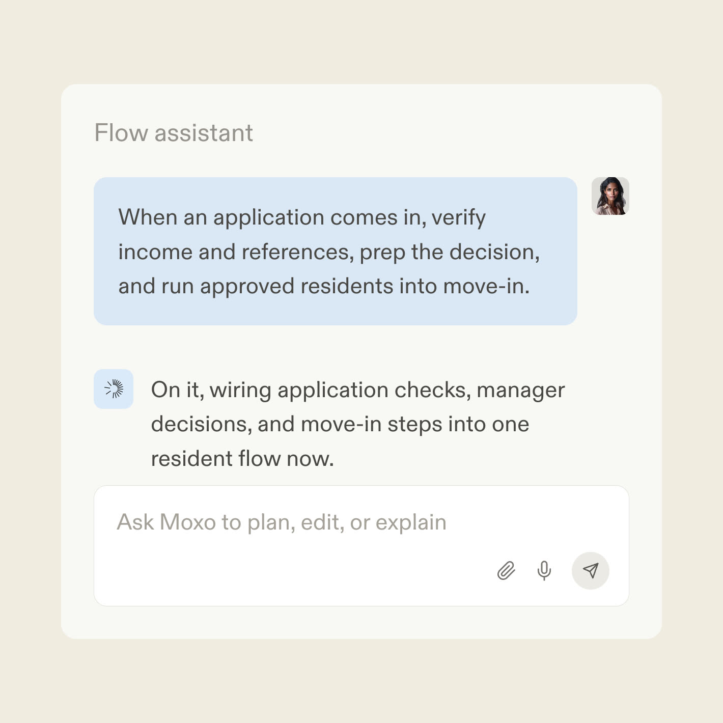 The Moxo flow assistant turning a resident journey into a workflow