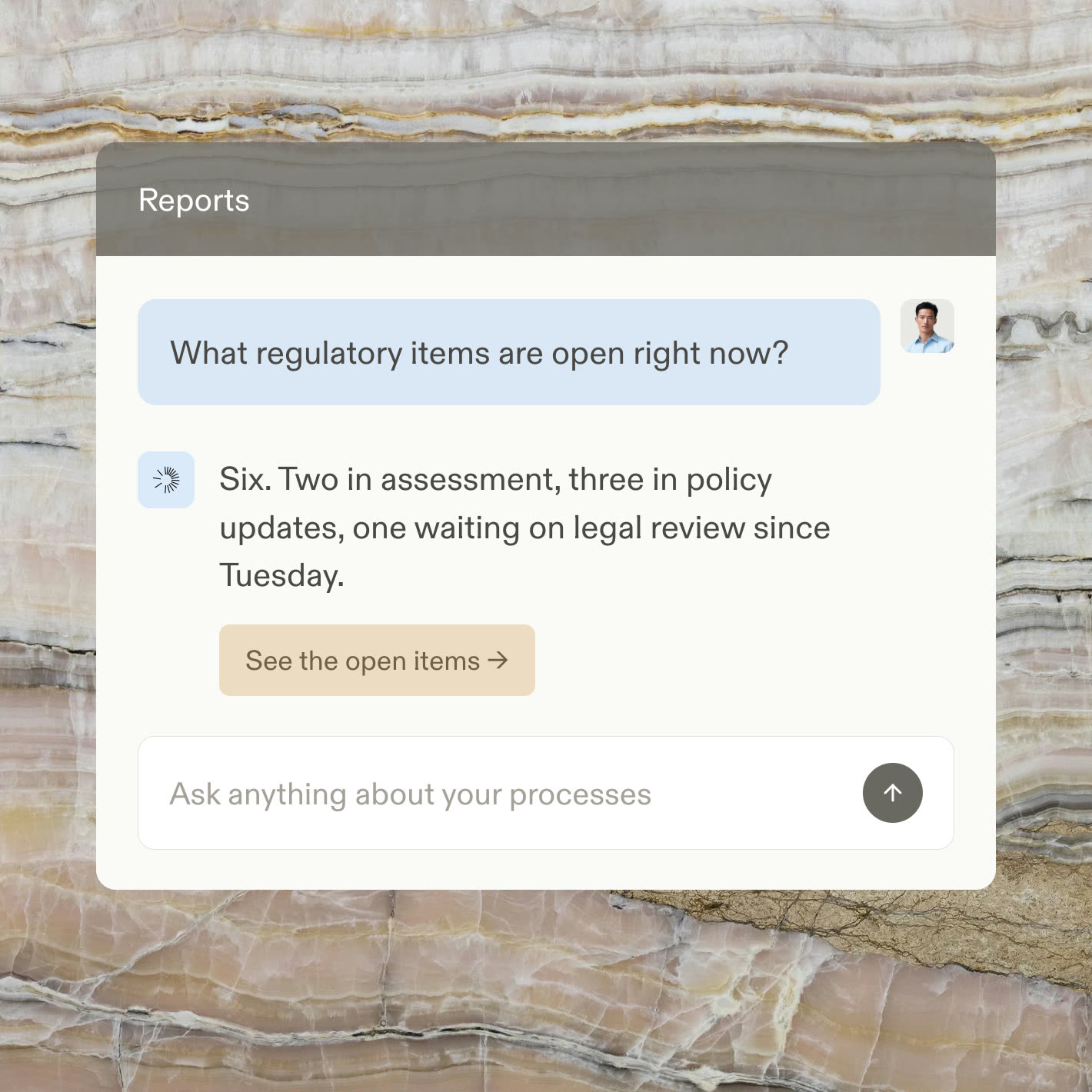 A reports chat answering which regulatory changes are still open