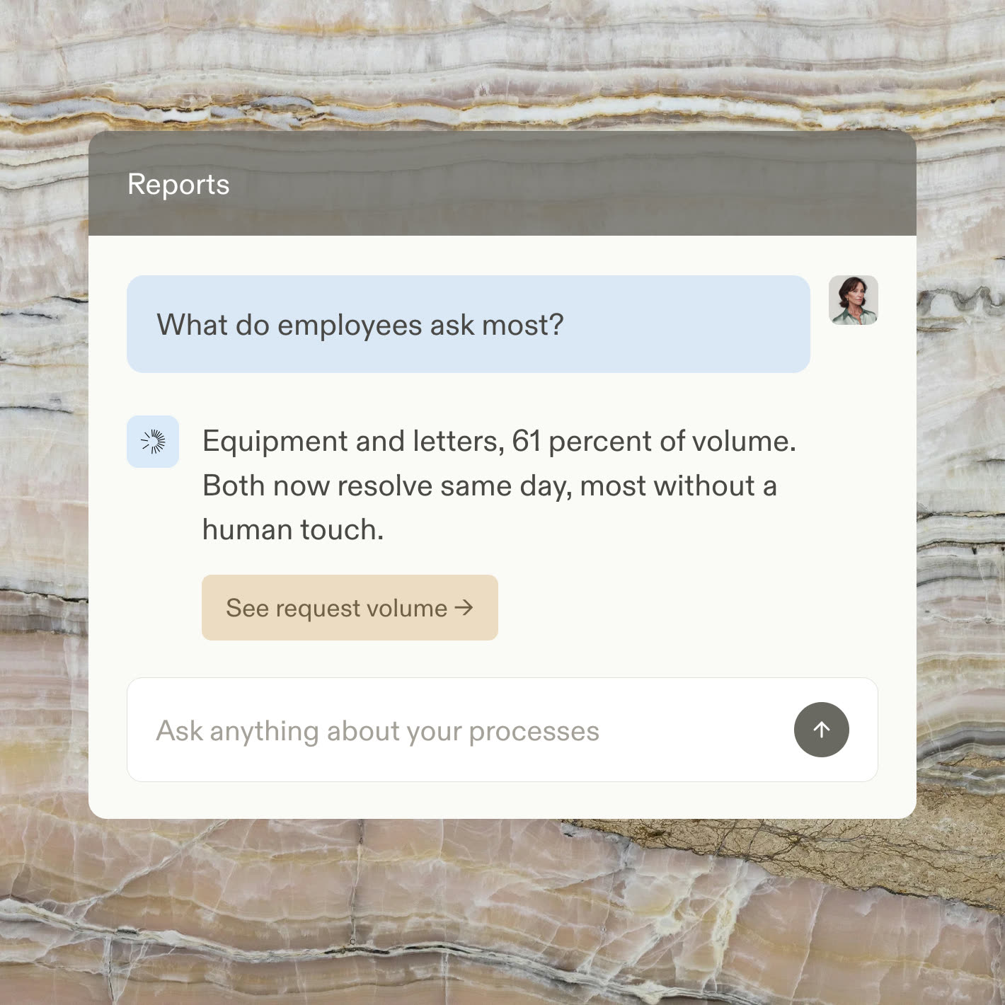 A reports chat answering what employees request most