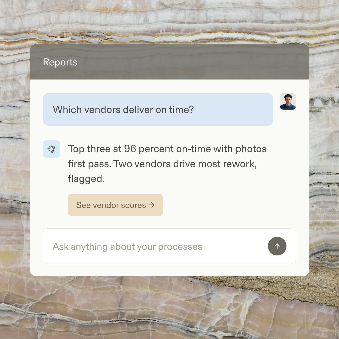 A reports chat answering which work orders are open by property
