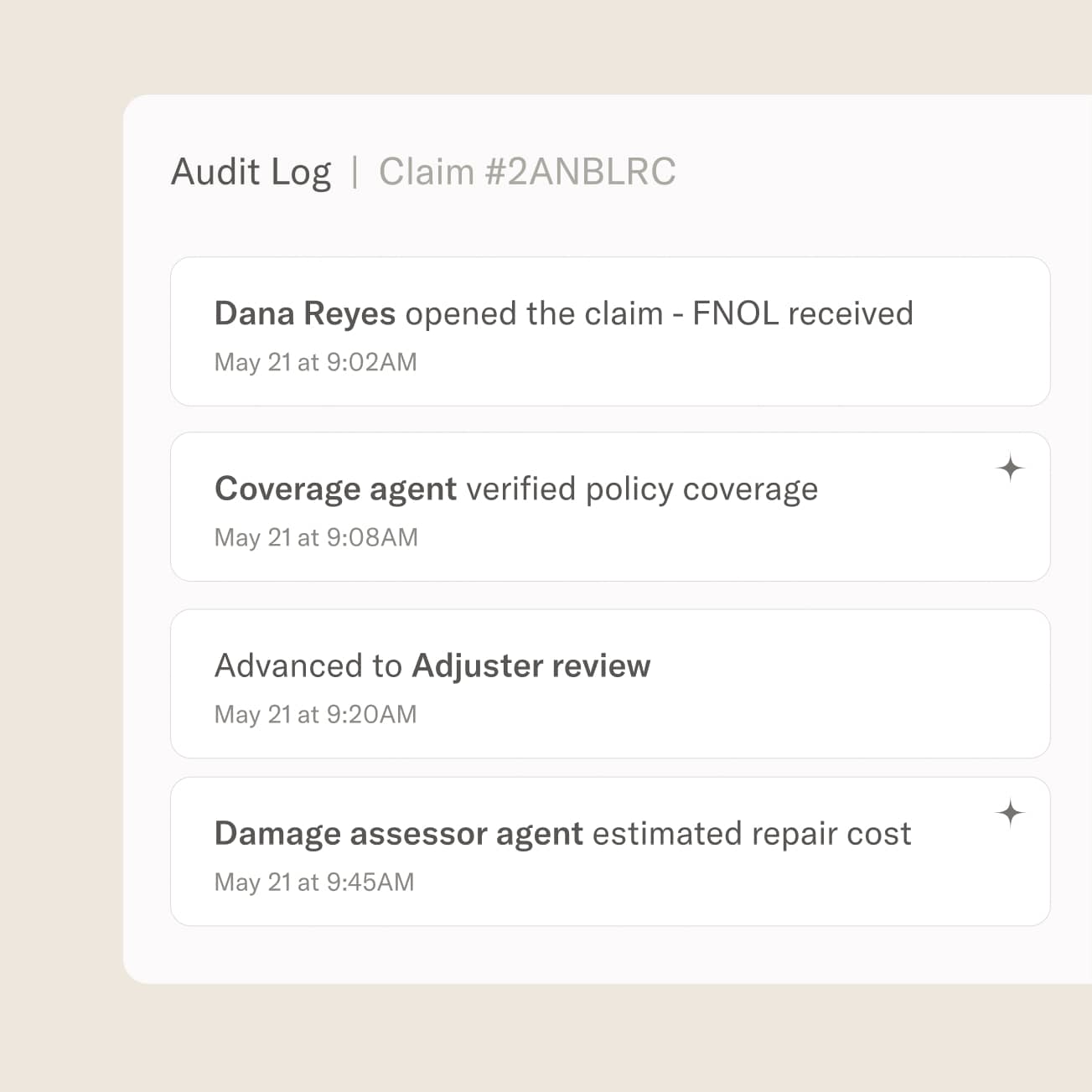 Moxo audit log recording every action by people and AI agents