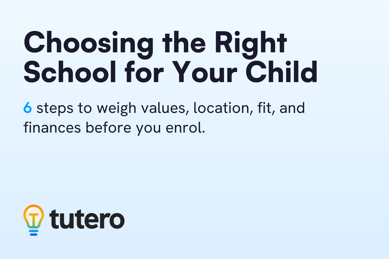 Editorial cover graphic — 6 steps to choosing the right school for your child