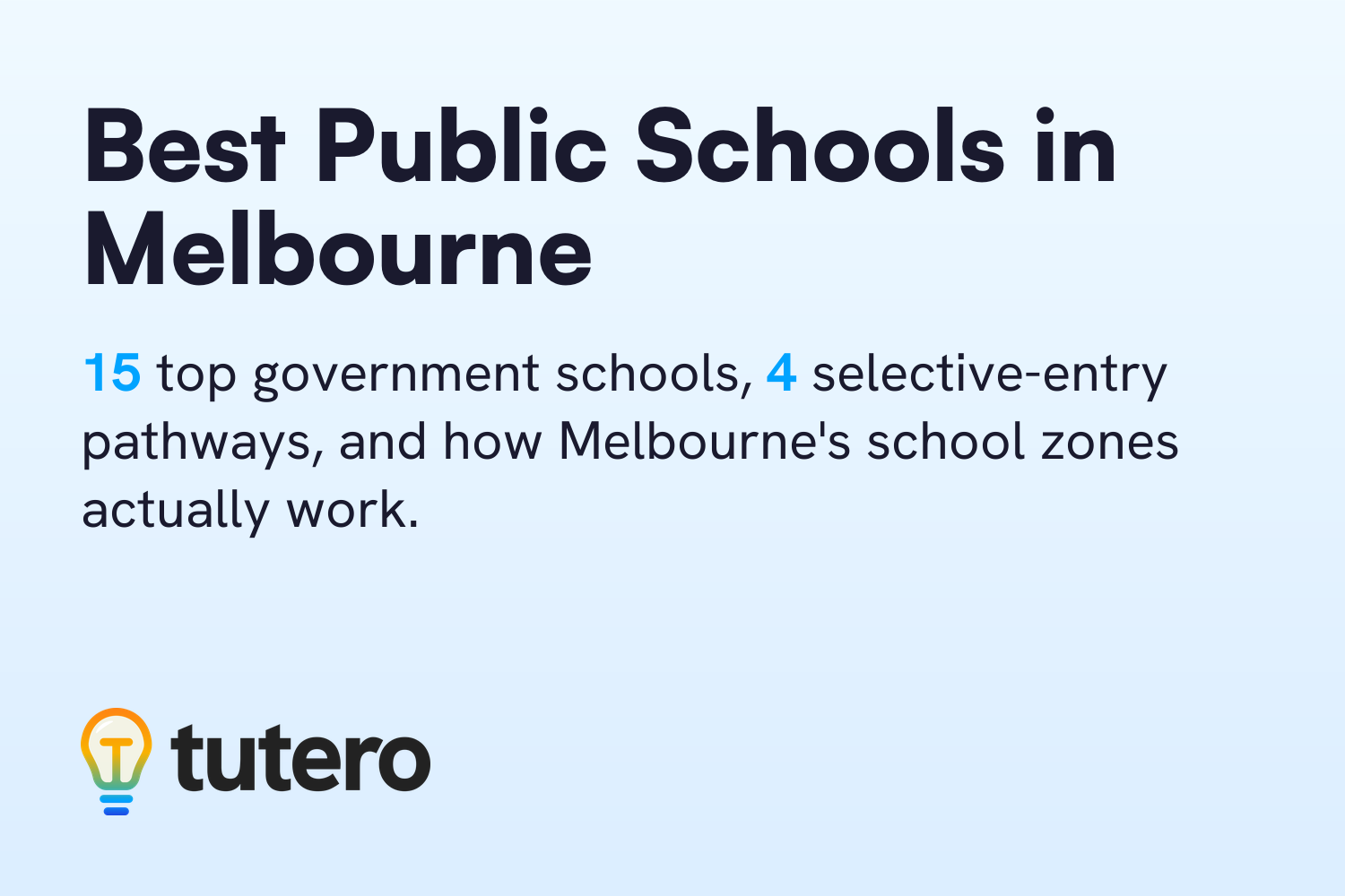 Best public schools in Melbourne — guide cover featuring 15 top government schools, 4 selective-entry pathways, and how Melbourne school zones work