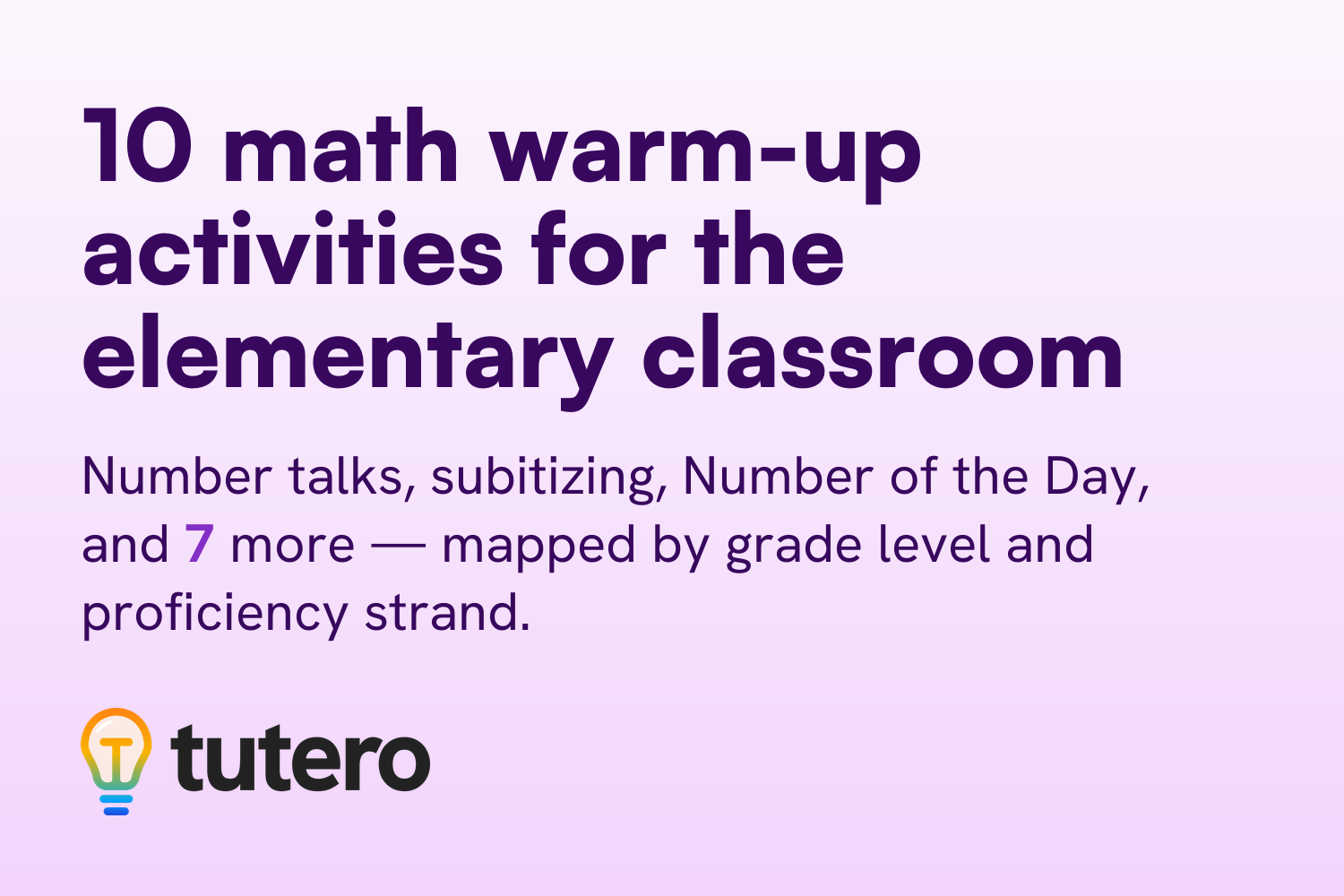 10 math warm-up activities for the elementary classroom — cover card