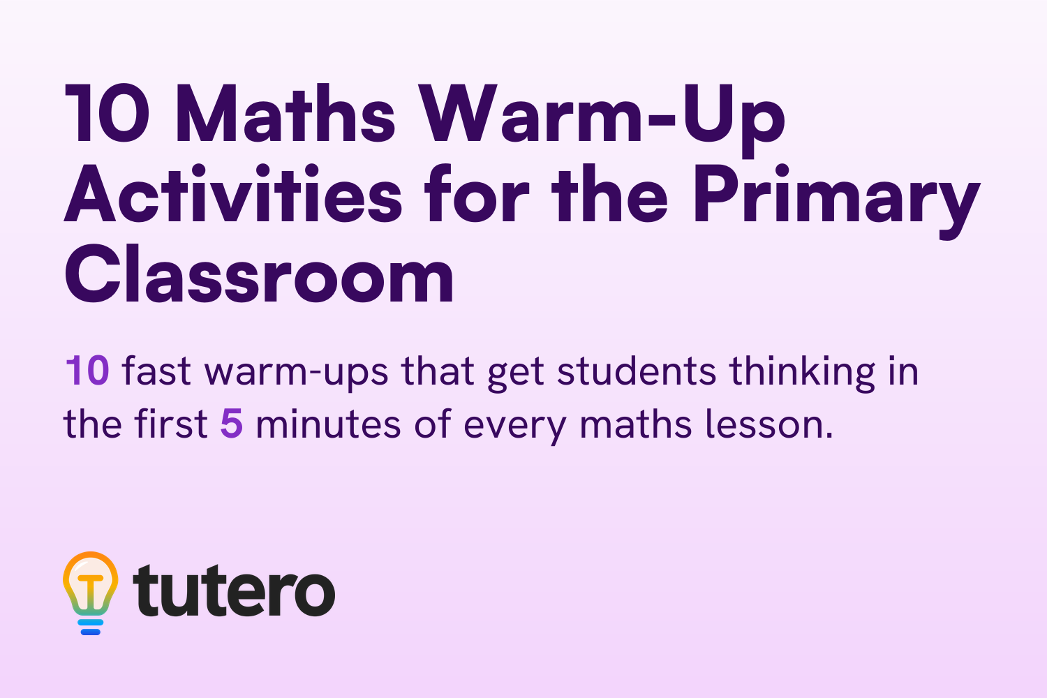 10 Maths Warm-Up Activities for the Primary Classroom — cover card