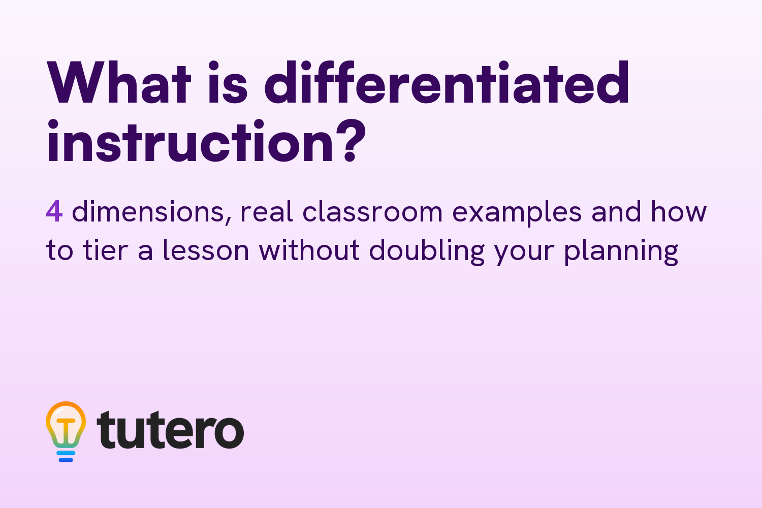 What is differentiated instruction? A teacher's guide to the four dimensions cover card