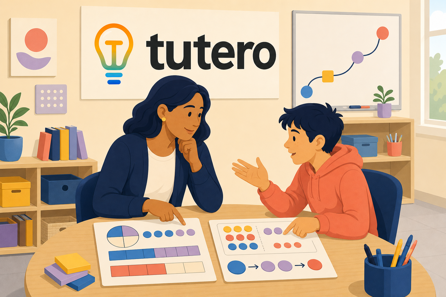 Teacher holding a supportive one-to-one maths conference with a student
