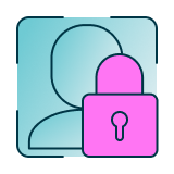 Outline of a user avatar with a pink padlock in front symbolizing a locked or private account.
