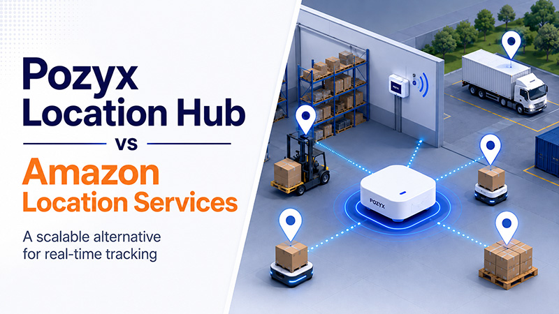 Compare Pozyx Location Hub with Amazon Location Service for real-time tracking, geofencing, omlox integration, MQTT, indoor maps, and predictable pricing.