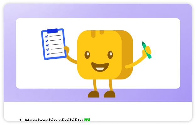 Mr Butter holding a nonprofit membership rules template