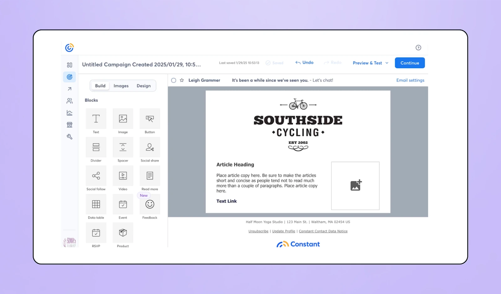 Image of Constant Contact's email marketing tool