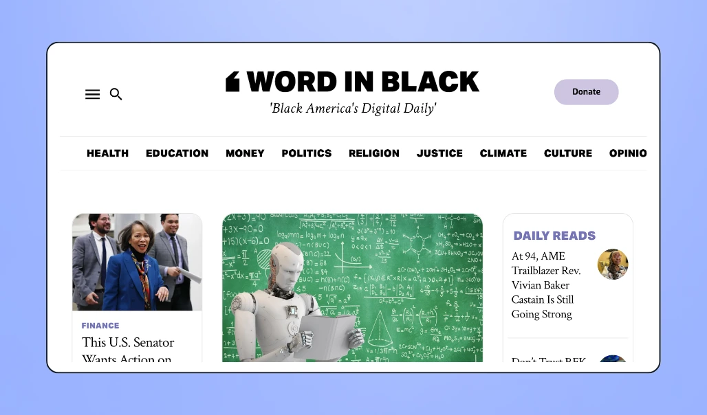 Word in Black website homepage