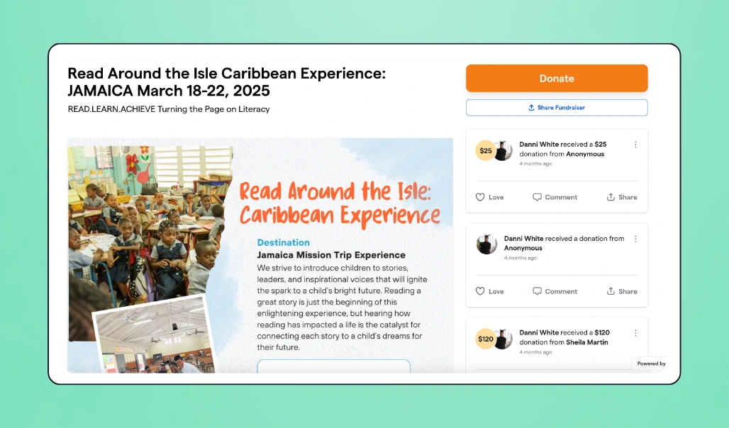 Caribbean With Purpose fundraising page