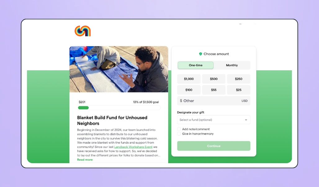 Claim our space now donation form