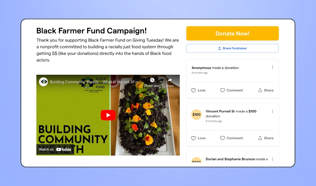 Black Farmer Fund fundraising page