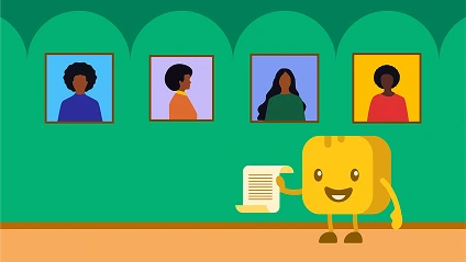 Graphic of Mr Butter in front of black philanthropists frames