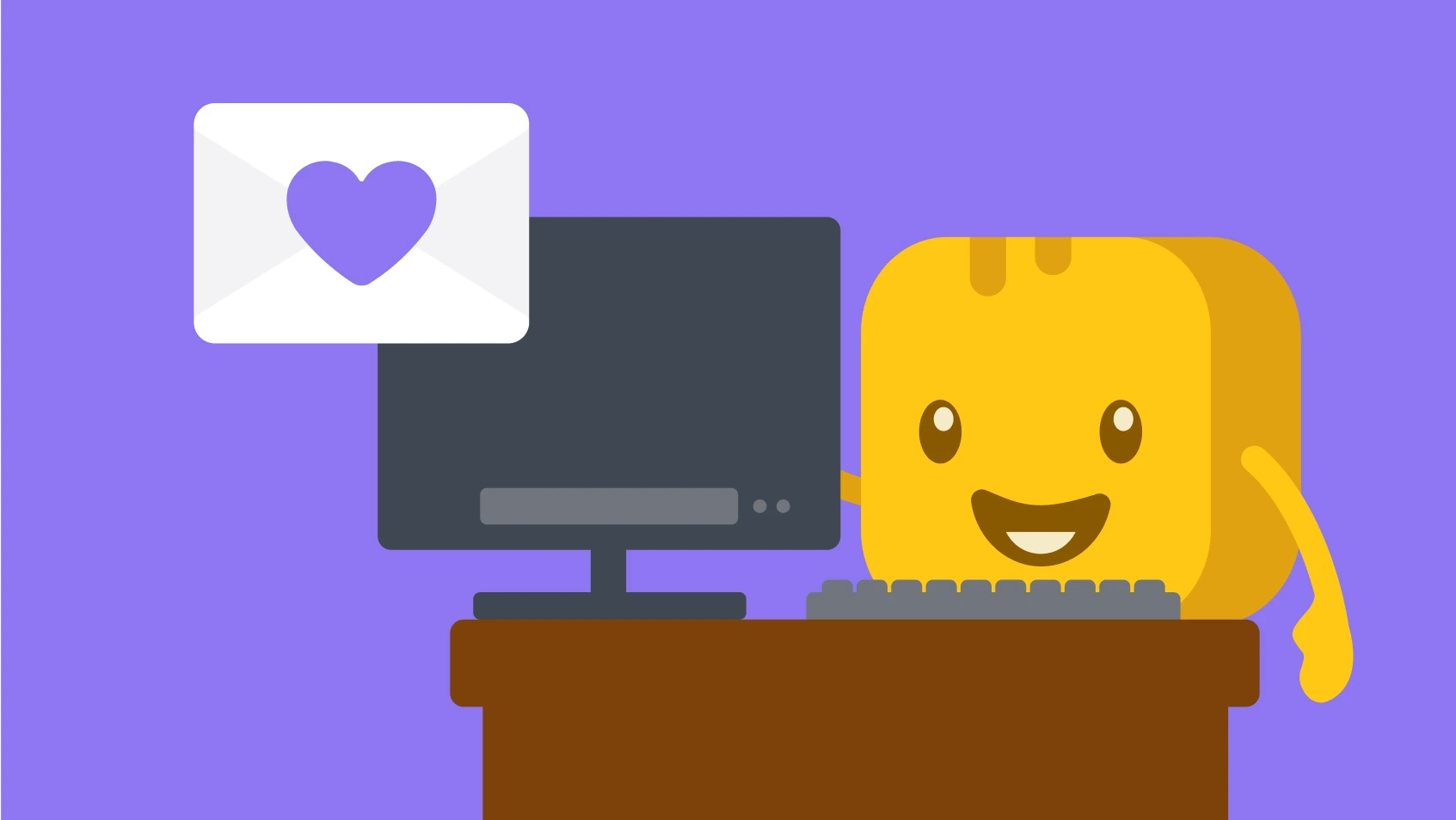 Mr Butter on his desktop working on nonprofit email marketing