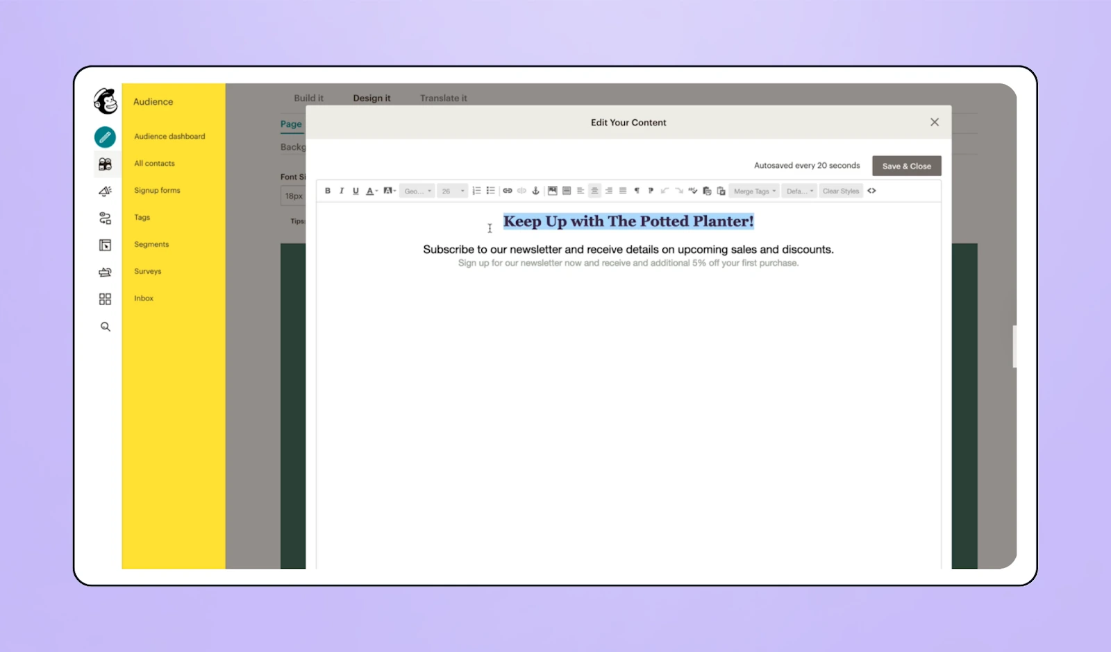 Mailchimp nonprofit email marketing tool