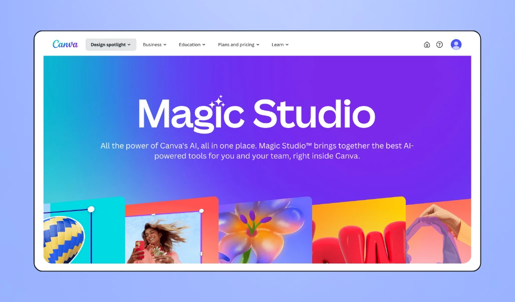 Screenshot of Canva Magic Studio landing page