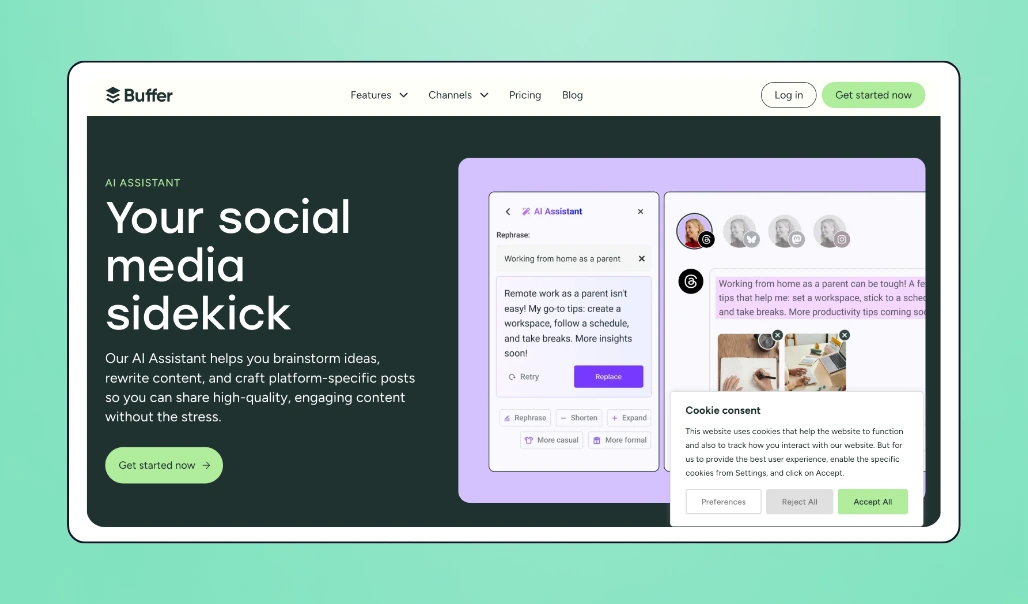 Screenshot of Buffer AI landing page