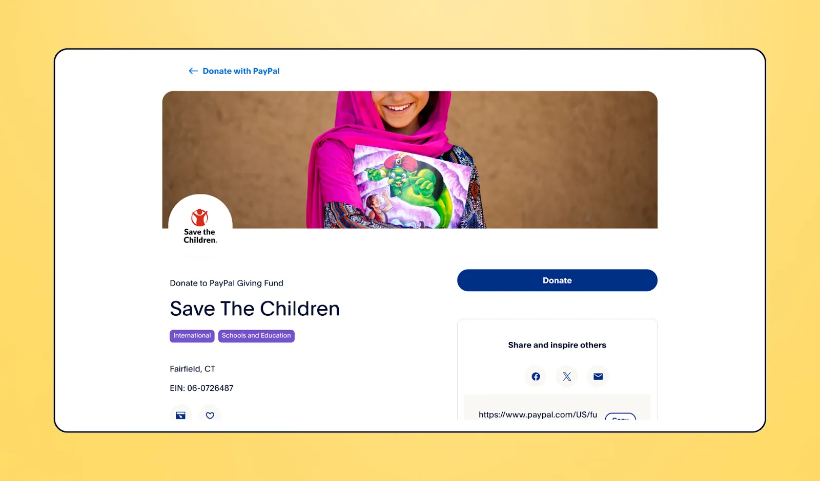 Donation button example onPaypal