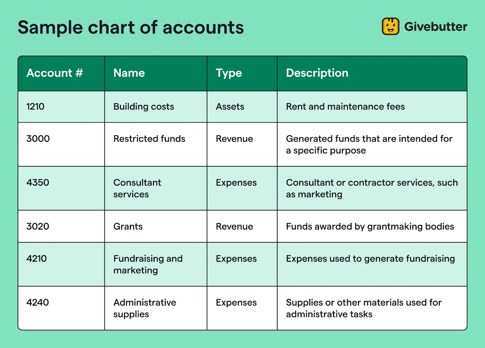 sample chart of accounts for a nonprofit