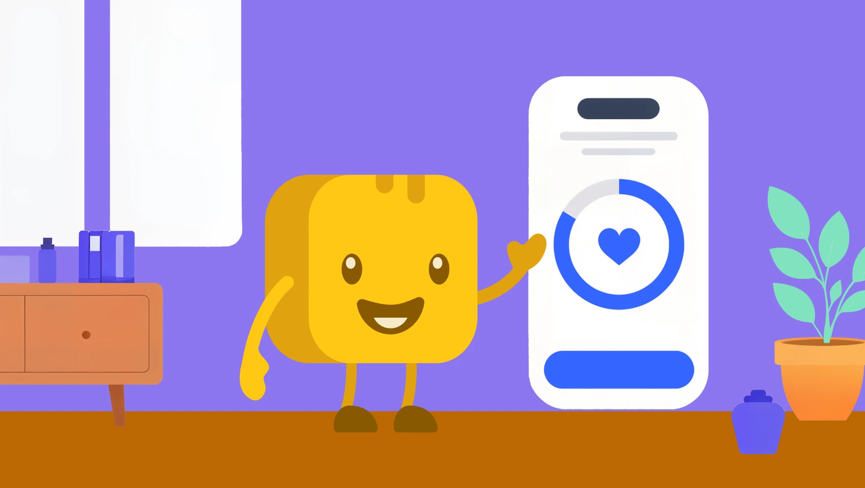 Image of butter character next to cell phone icon