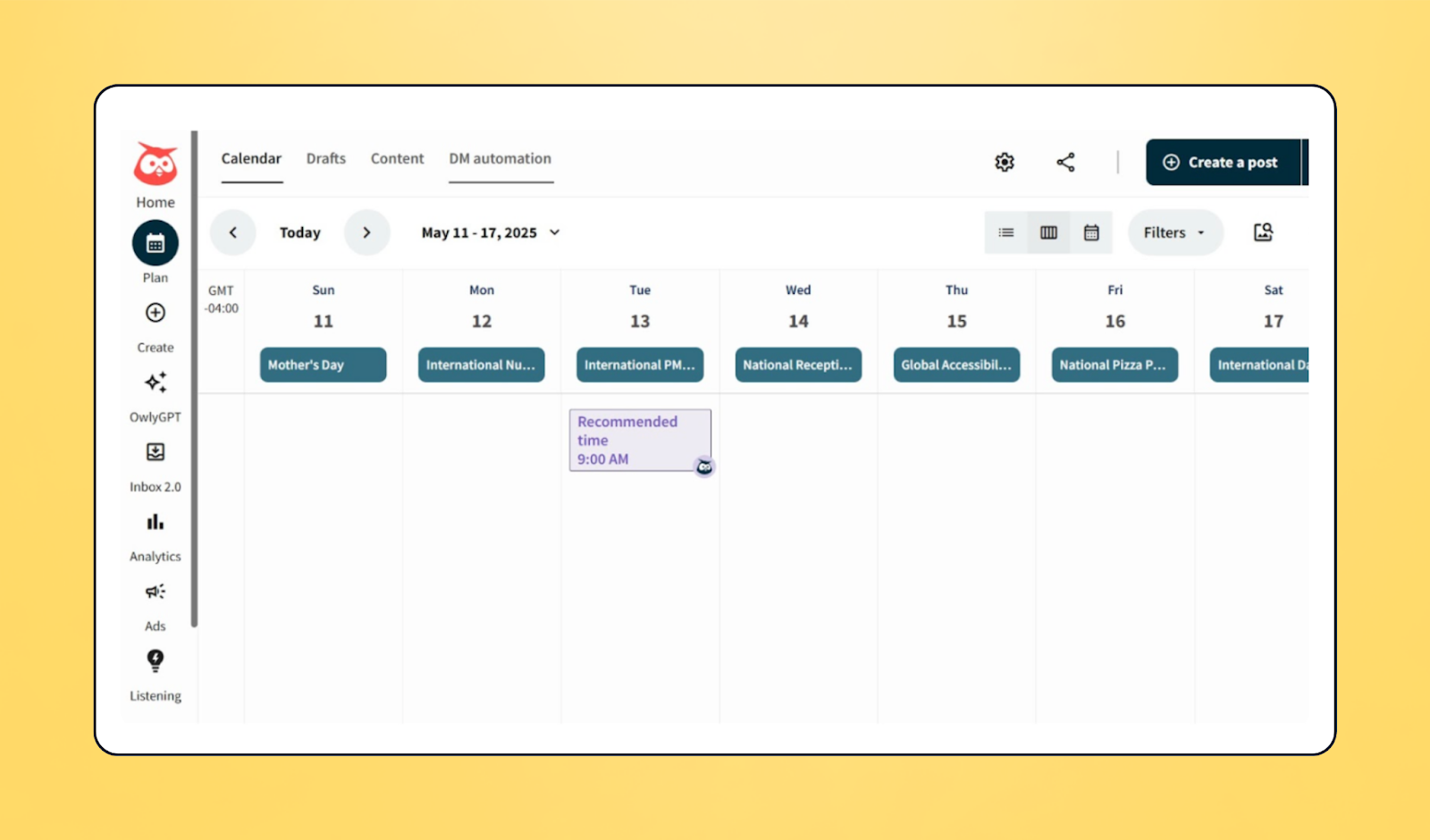 Image of Hootsuite's user interface for social media scheduling
