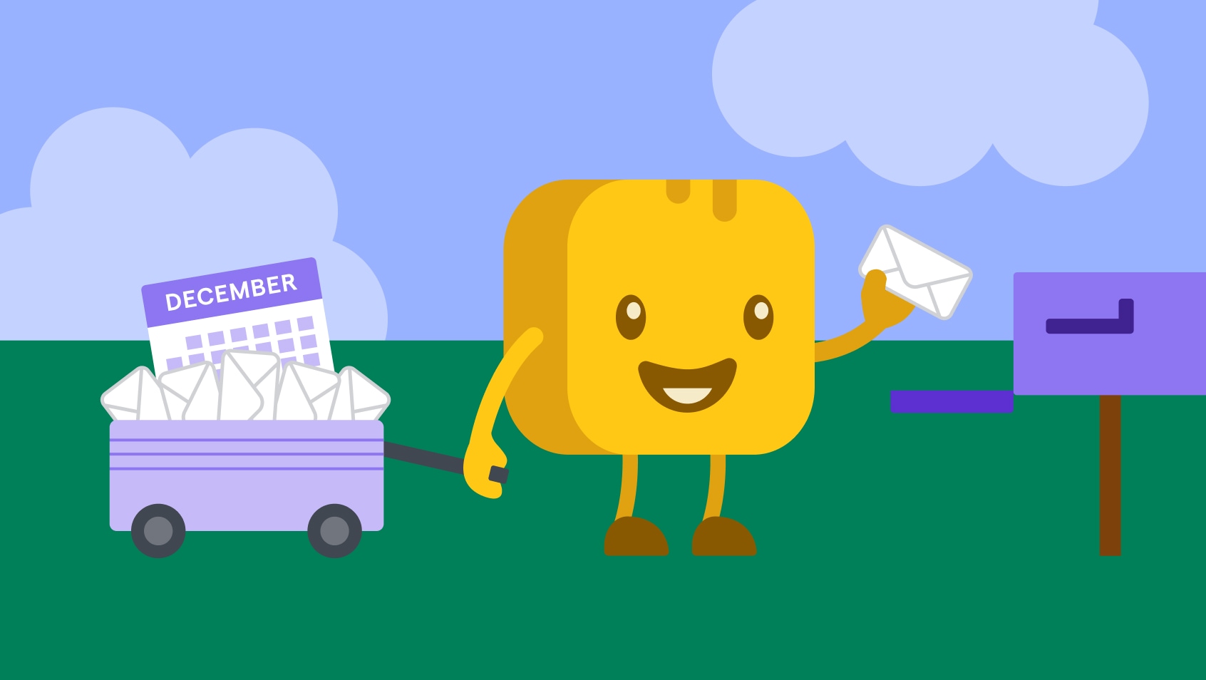 Butter character delivering mail