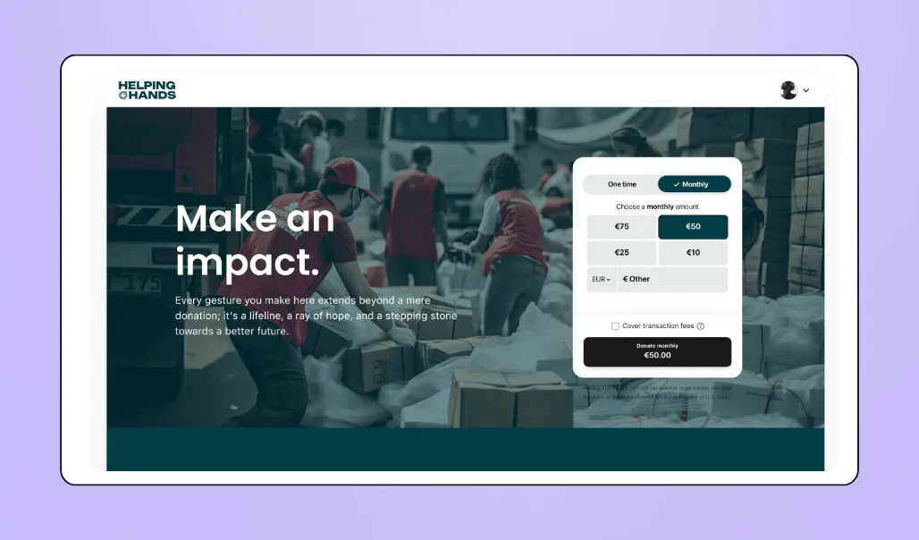 Screenshot of GoFundMe Pro's software