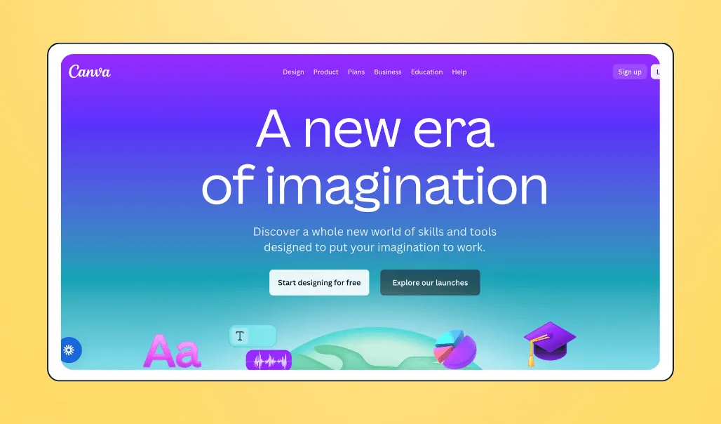 Screenshot of Canva's homepage