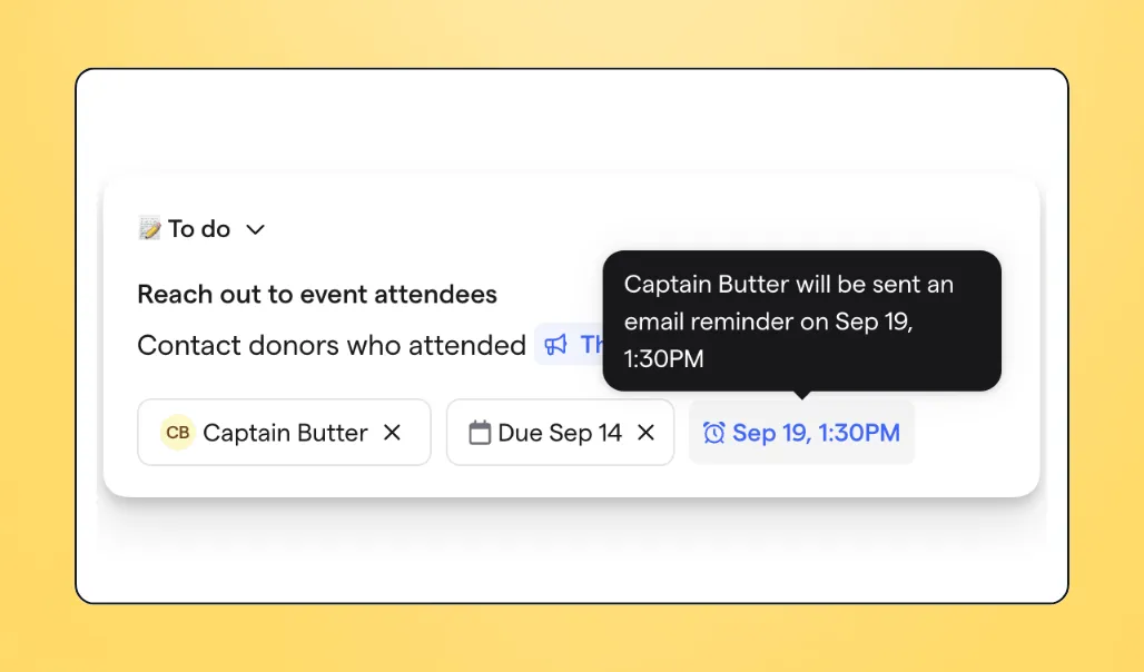 Screenshot of Givebutter's plus automation fields