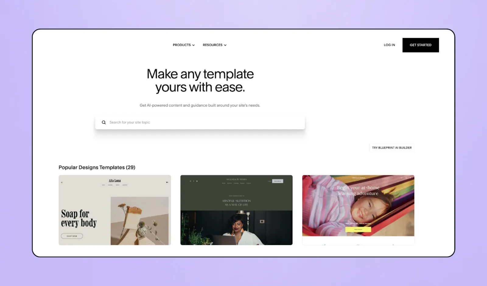 Screenshot of Squarespace website builder