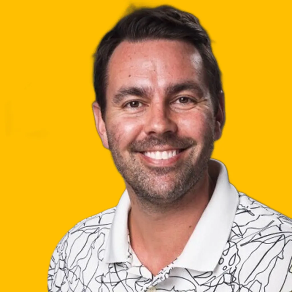 Brandon Matthews's headshot against a yellow background