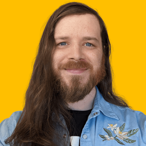 Calvin's headshot against a yellow background